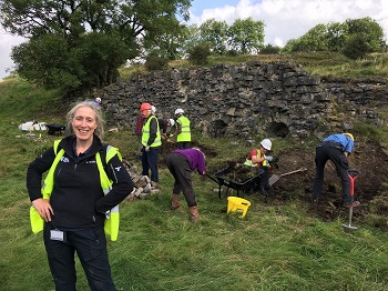 Catherine Parker Heath working with volunteers at Dale Mine, near Warslow