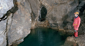 Inside a cave