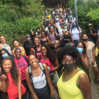 Rhiane, front left, leads a BGH walk