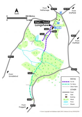 Map of Longshaw Miles Without Stiles route