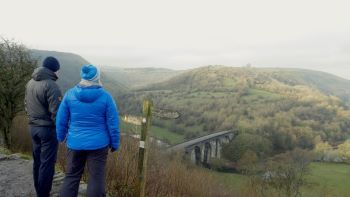 View of the Monsal Trail viaduct in winter