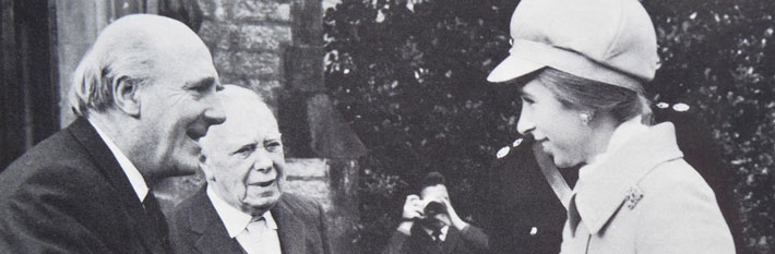 Ivor Morten (left) at opening of Losehill Hall NP Study Centre 1972 by Princess Anne