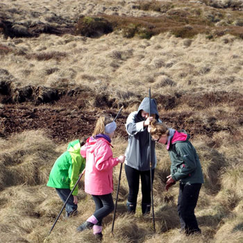 Citizen scientists for a day. Dovestones Youth Rangers, work with Moors for the Future, measuring peat depth to estimate its age