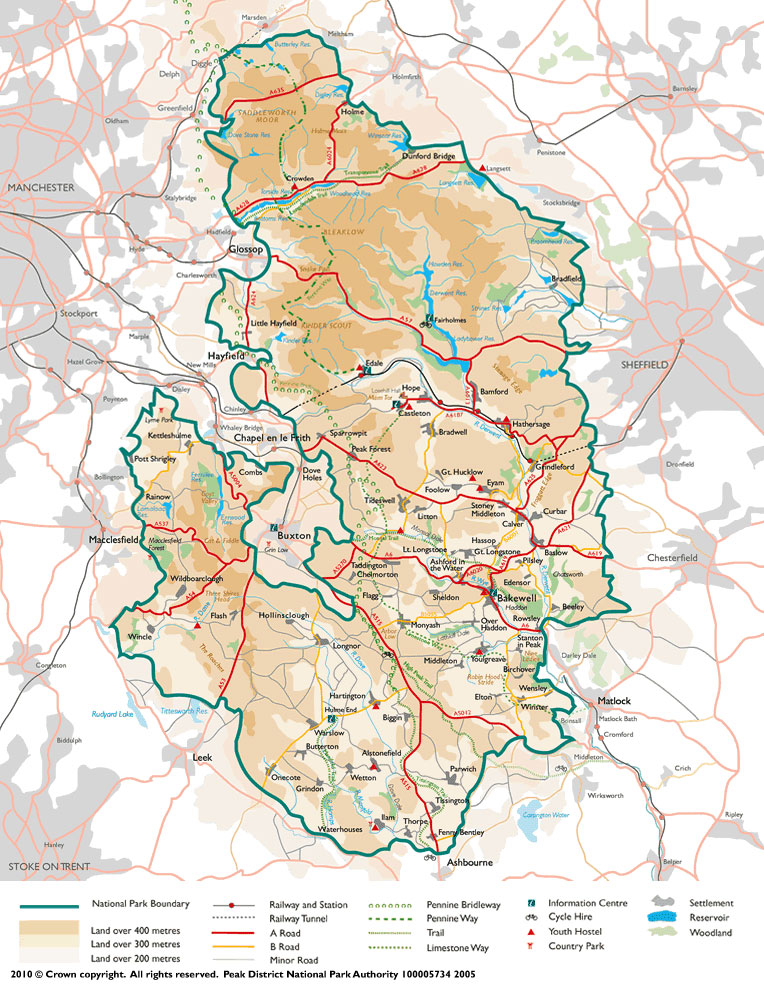 Map of the Peak District National Park