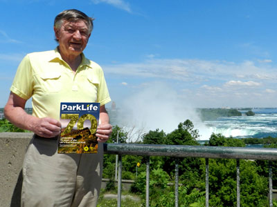 Bob Somerset at Niagra Falls with ParkLife magazine