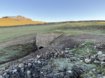 Minninglow limekiln restored in the landscape