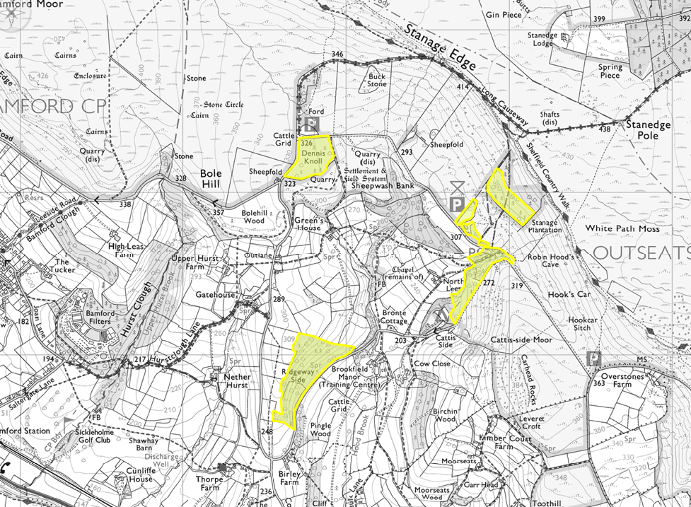 Larch Disease affected areas Stanage North Lees