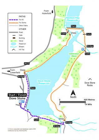 Map of Dove Stones Miles Without Stiles route